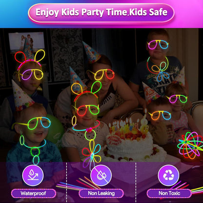 326er Neon Knicklichter Party Set mit 150 Leuchtstäben & 176 Verbinder