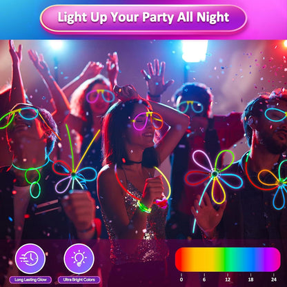 326 Stück Neon Knicklichter Party Set mit 176 Verbinder Glow Sticks