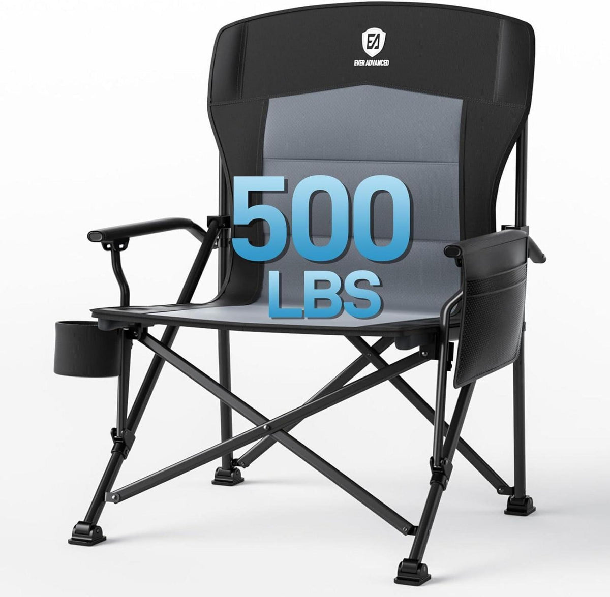 Campingstuhl Klappbar 230KG Belastbar XXL Sitzbreit mit Seitentasche