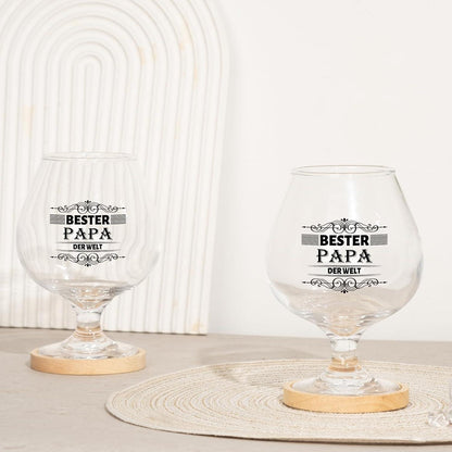PRSTENLY Bierkrug Glas und Bambus Untersetzer Papa Geschenk Weihnachten 17OZ