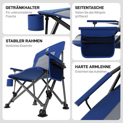 XL Campingstuhl faltbar 230kg belastbar mit Getränkehalter Blau