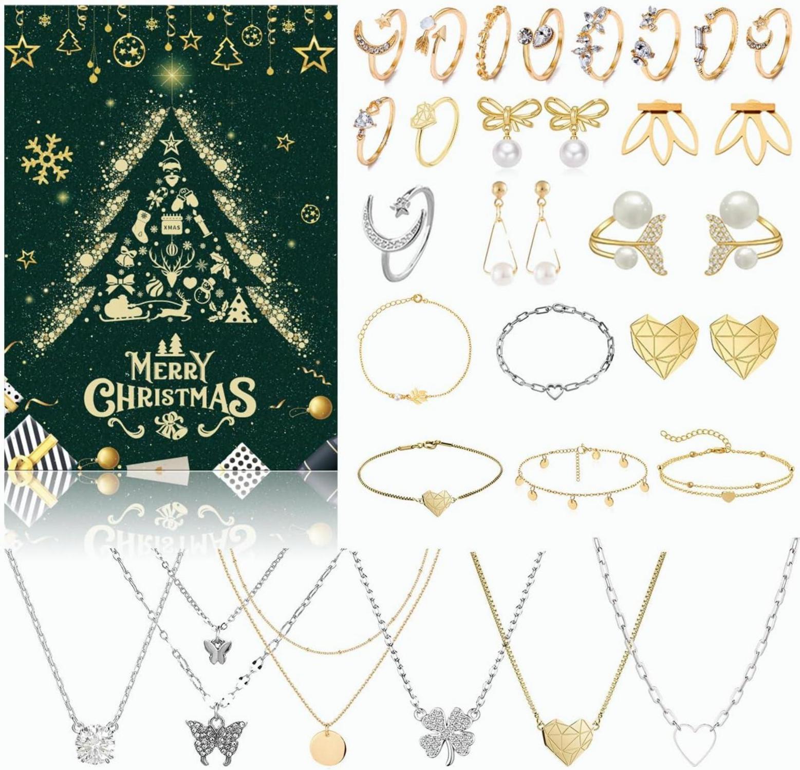 Schmuck Adventskalender 2024 für Frauen Mädchen 24 Überraschungen