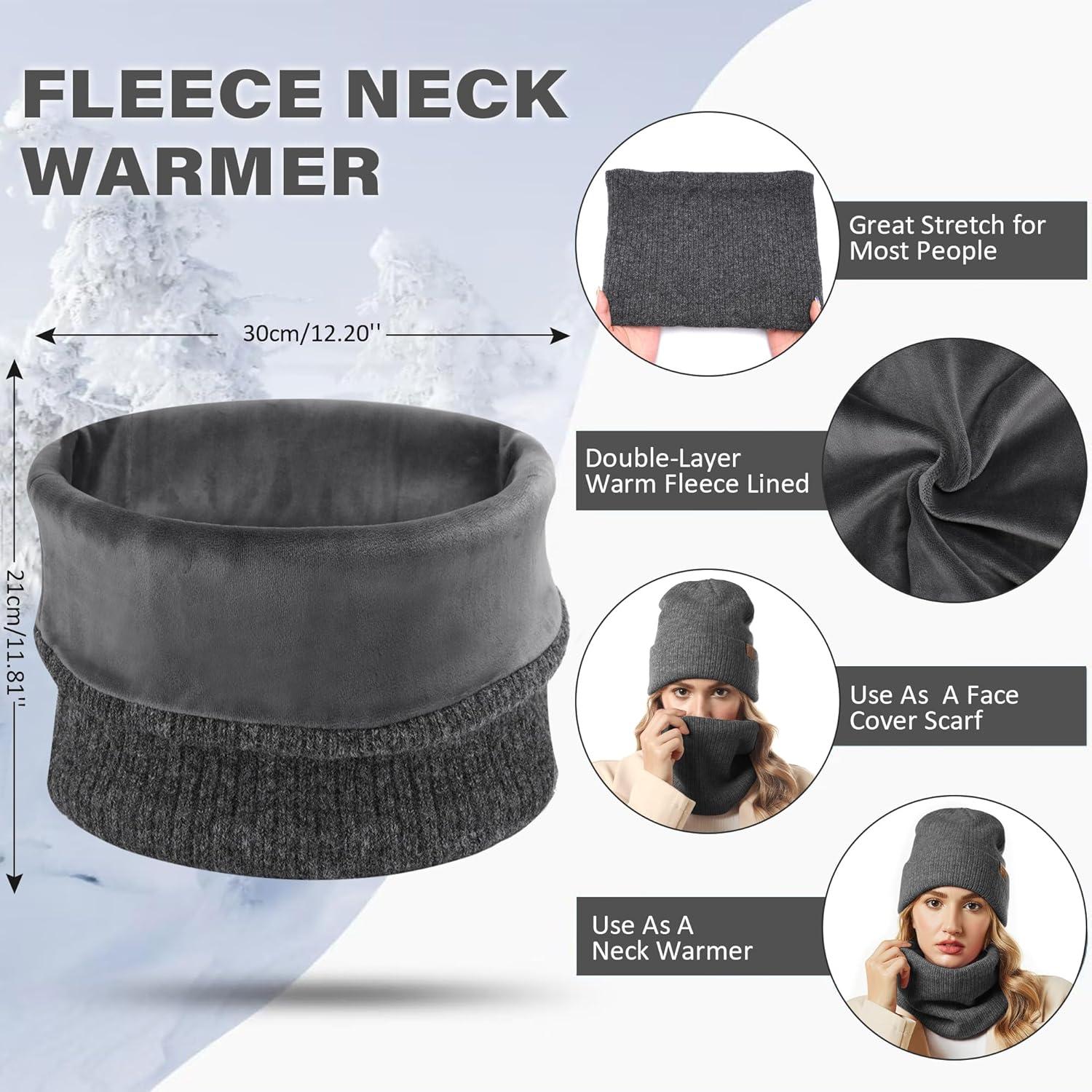 Winter Beanie Mütze und Schal Set Dunkelgrau Warm Unisex