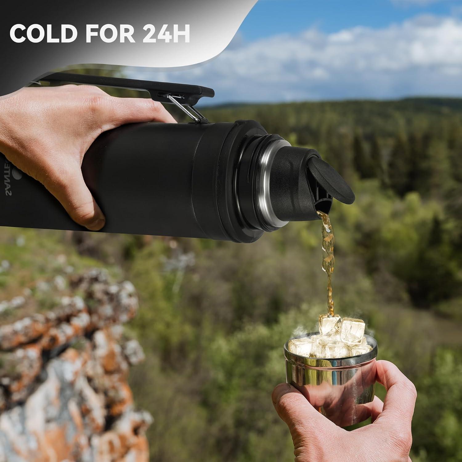 Thermoskanne 1L Edelstahl Isolierflasche Unterwegs Trinkbecher BPA Frei warm kalt Schraubverschluss