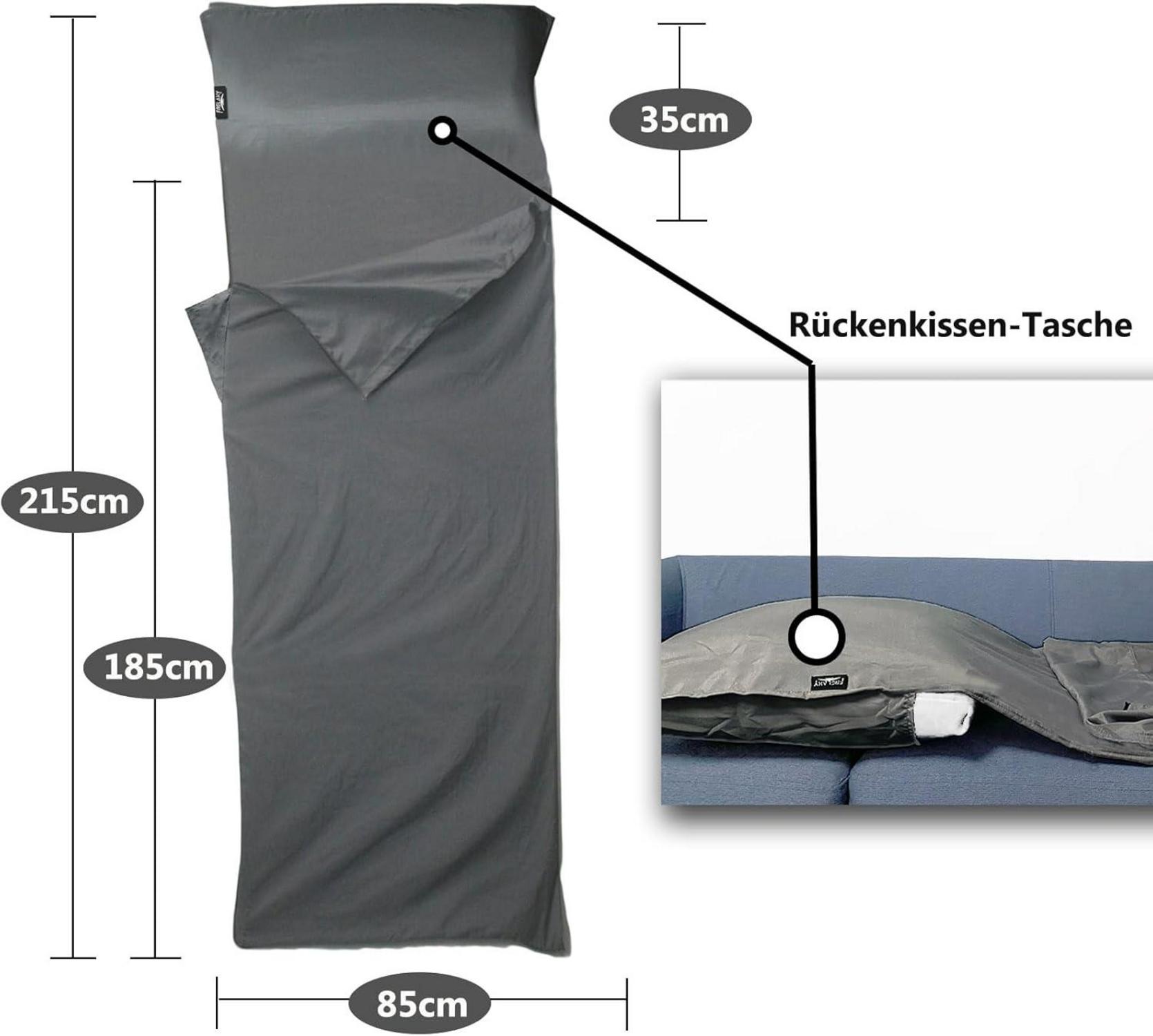 Hüttenschlafsack XL Ultraleicht Schlafsack Inlett für Backpacking Hostels Camping Strand Blau