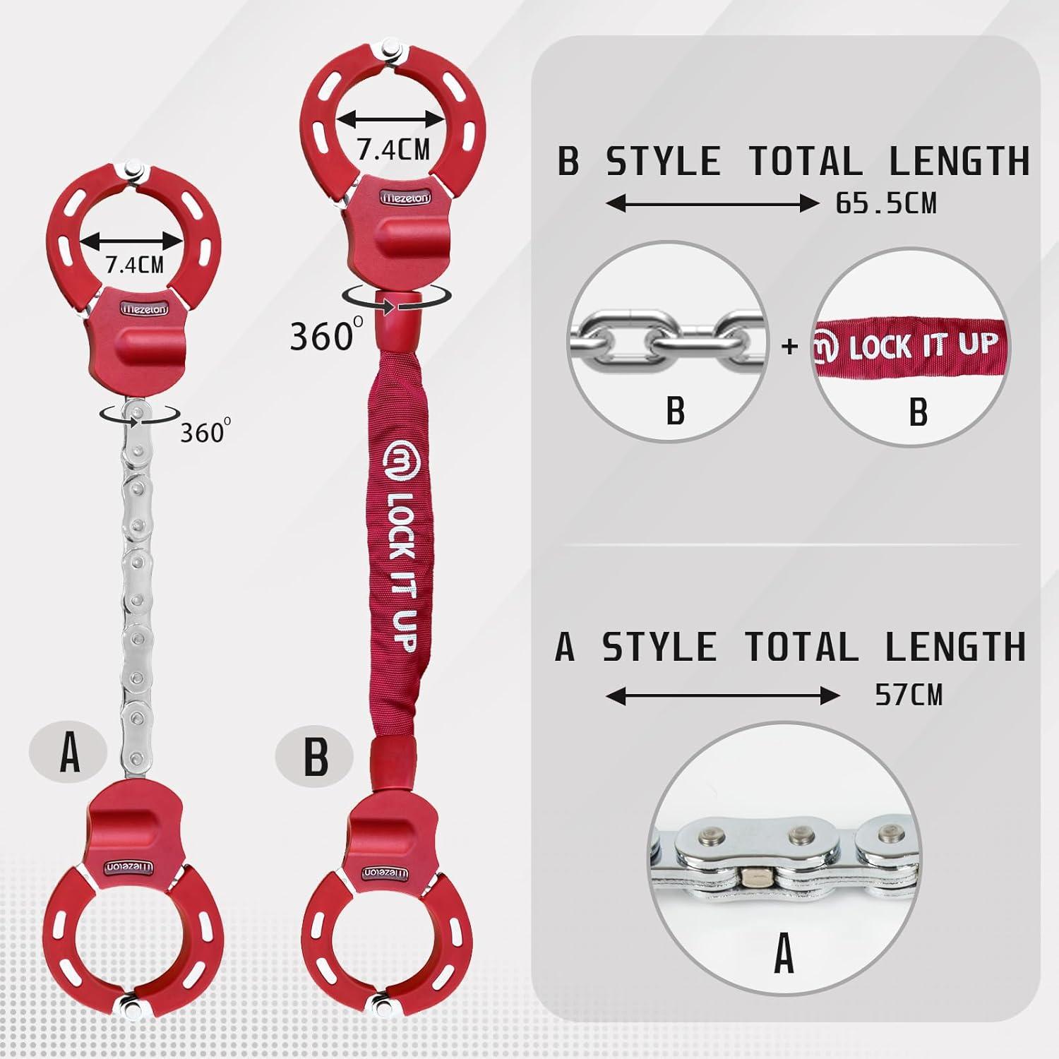 Hochsicherheits E Scooter/Fahrrad/Motorrad Schloss Handschellendesign Rot