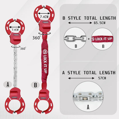 Hochsicherheits E Scooter/Fahrrad/Motorrad Schloss Handschellendesign Rot