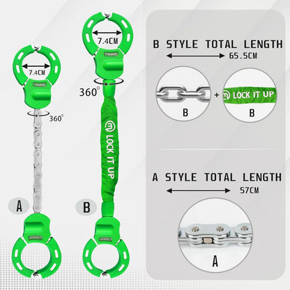 Hochsicherheits Handschellenschloss E Scooter Schloss 8mm Grün