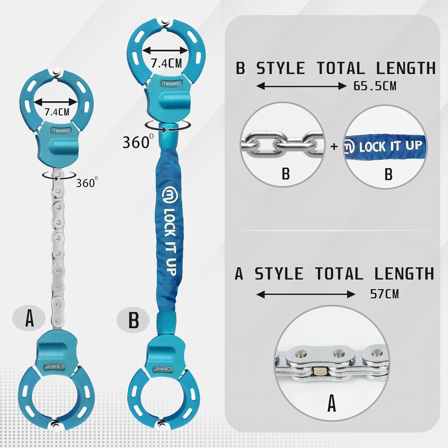 E Scooter Schloss 8mm Hochsicherheits Handschellenschloss Blau E-Bike