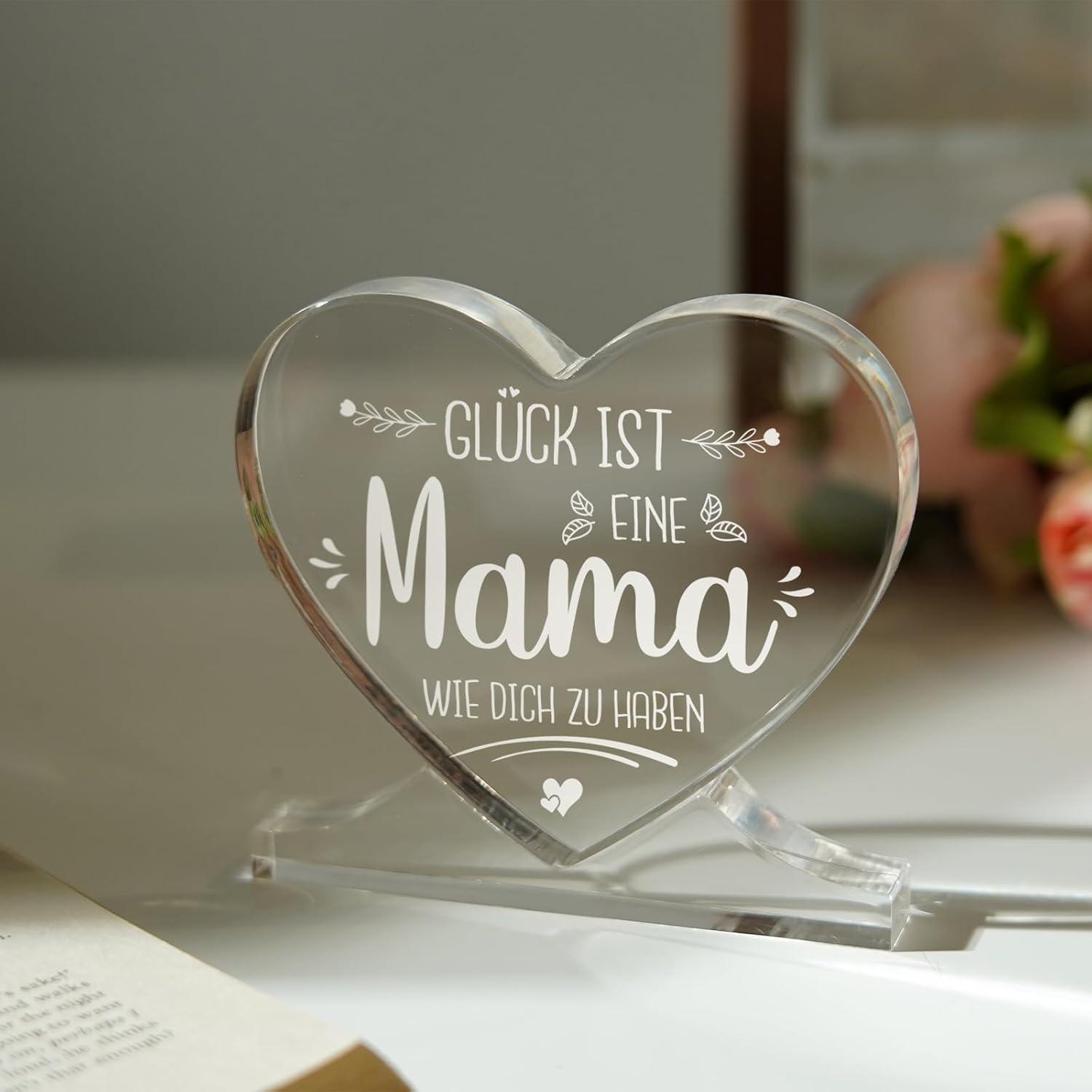 Herzförmiges Acryl Dekoration Geschenk für Mama, Geburtstagsgeschenk