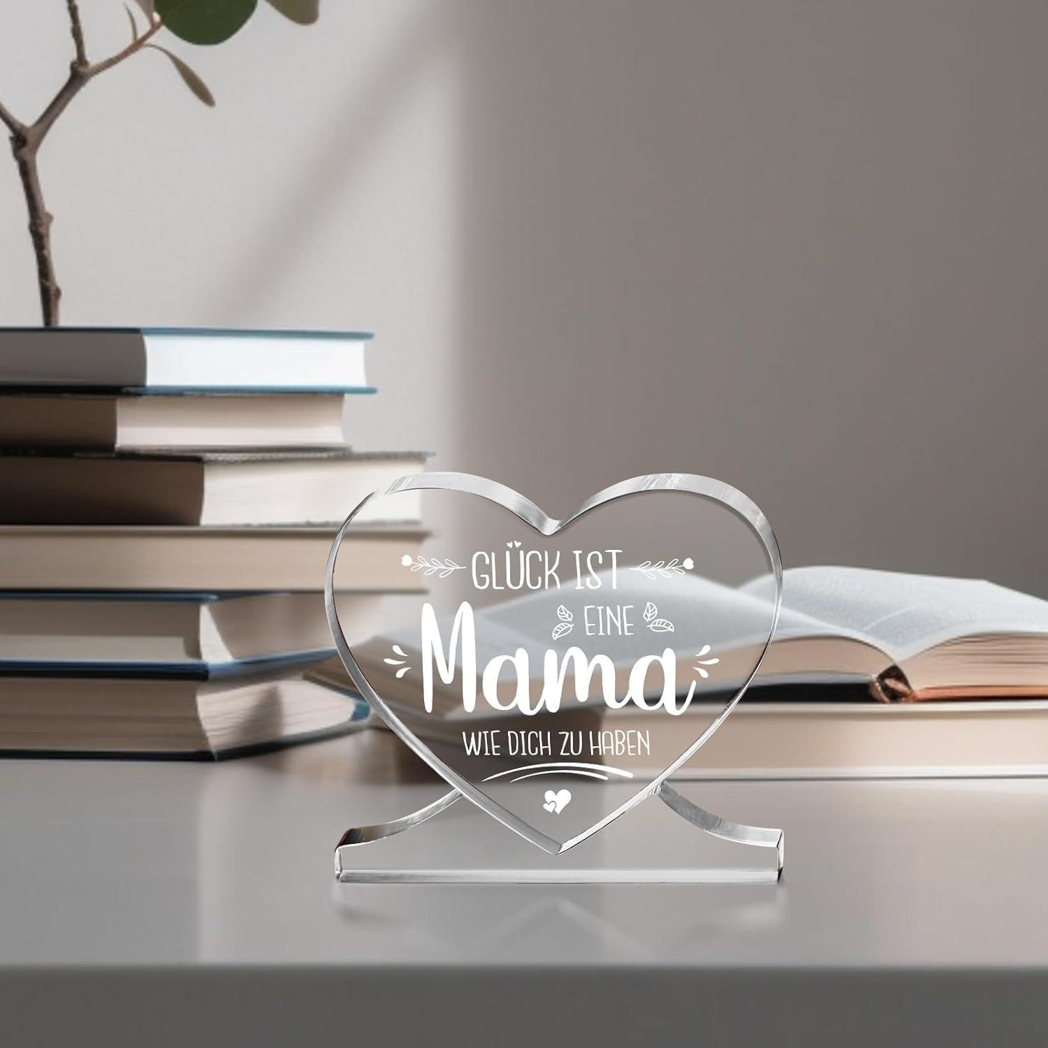 Herzförmiges Acryl Dekoration Geschenk für Mama, Geburtstagsgeschenk
