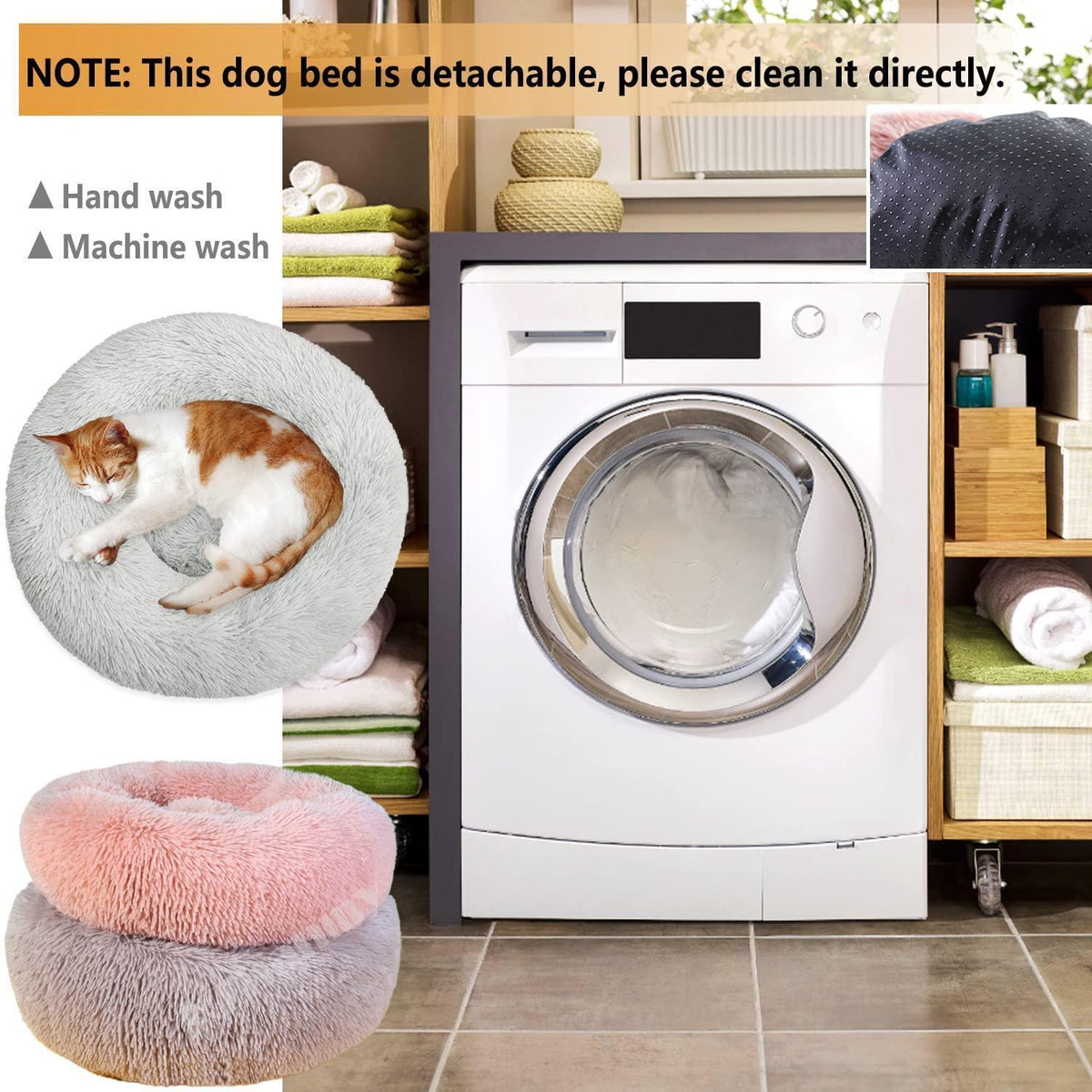 Rundes Hundebett Flauschig Donut – Bequemes Hundesofa 4XL Grau
