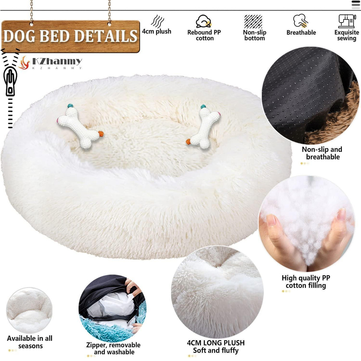 Rundes Hundebett Flauschig Donut – Bequemes Hundesofa 90cm