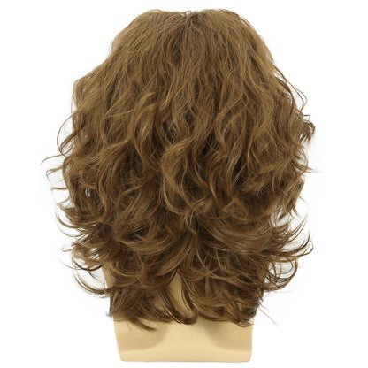 Braune Lockenperücke 70er 80er Rocker Stil