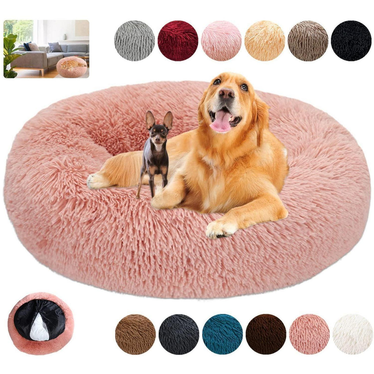 Rundes Hundebett Flauschig Donut – Bequemes Hundesofa in 12 Farben
