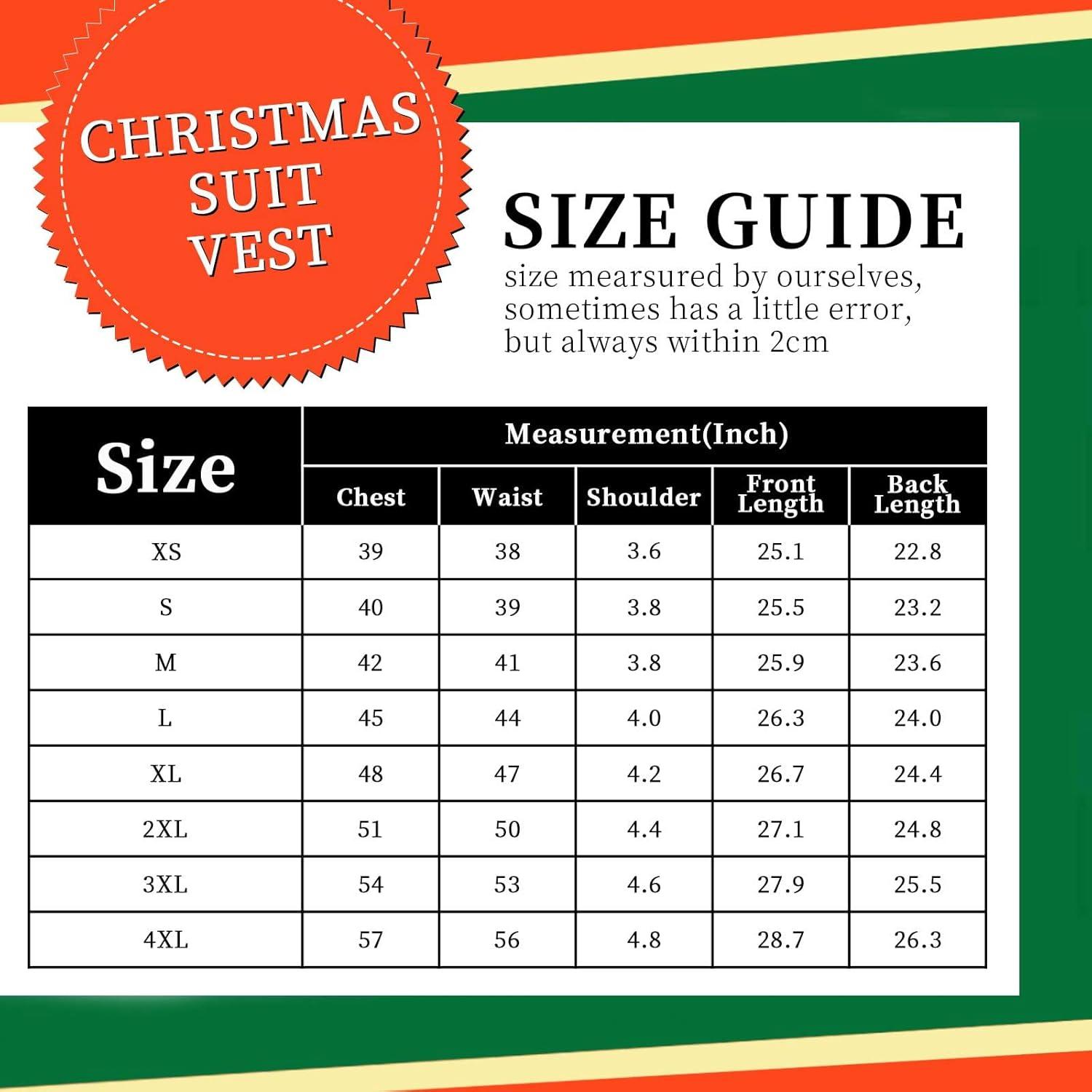 Herren Weihnachts Weste Santa Claus Krawatte Tasche XS-4XL Grun