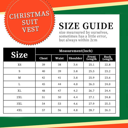 Herren Weihnachts Weste Santa Claus Krawatte Tasche XS-4XL Grun
