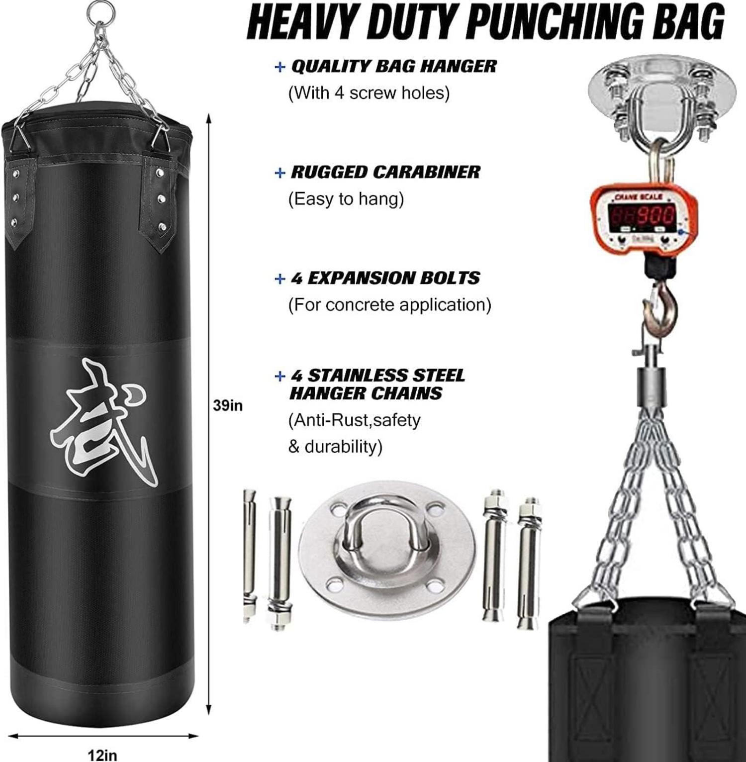 Boxsack Set Punching Bag Hängend Heavy Duty für Erwachsene Kinder 100cm