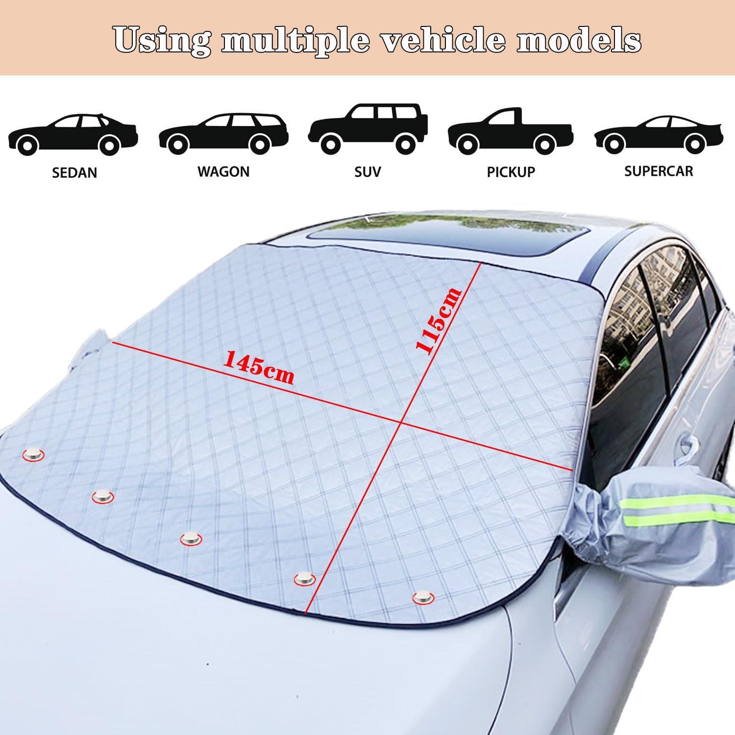 Frontscheibenabdeckung Winter Autoscheibe Frostabdeckung Magnete 145x115cm sopischenazartherapie