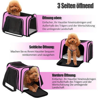 Faltbare Katzentransportbox L – Rosa, 50x34x34cm, 8kg