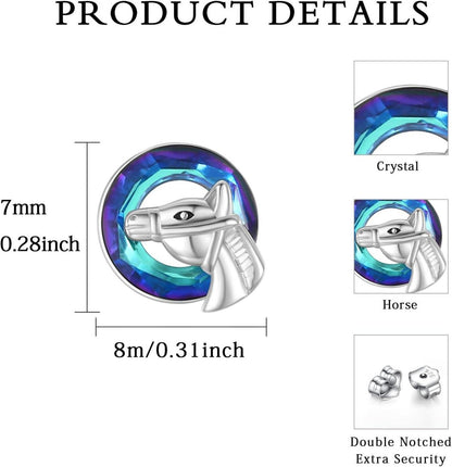 Kristall Pferd Sterling Silber Ohrstecker hypoallergen Schmuck