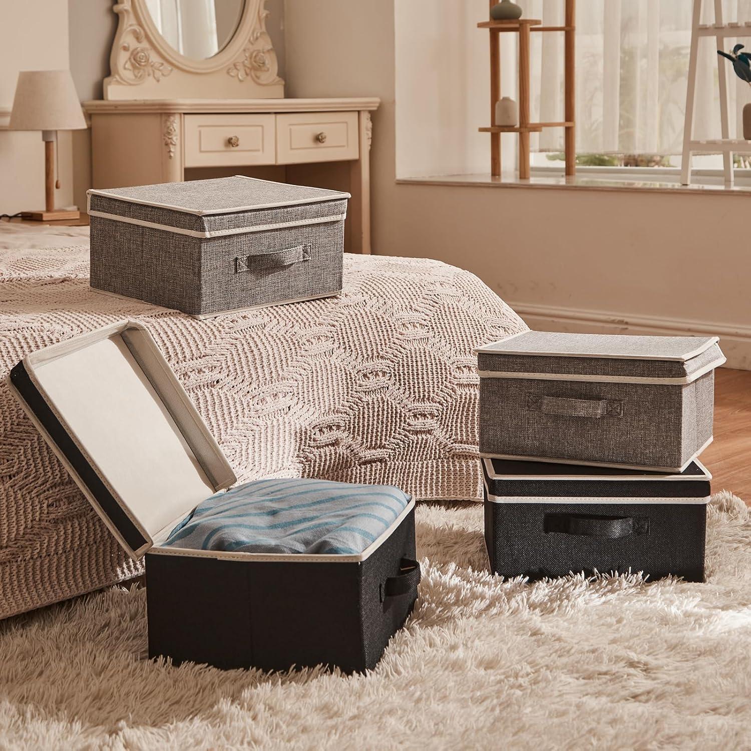 BrilliantJo Aufbewahrungsboxen mit Deckel 4er-Set Grau/Schwarz 33,5x31,75x17,5cm