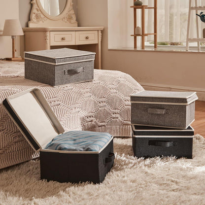 BrilliantJo Aufbewahrungsboxen mit Deckel 4er-Set Grau/Schwarz 33,5x31,75x17,5cm