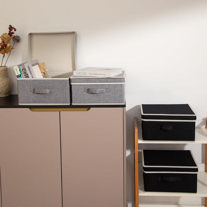 Aufbewahrungsboxen 4er Set Schwarz Grau 33,5*31,75*17,5cm
