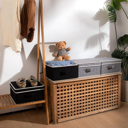 Aufbewahrungsboxen mit Deckel Schwarz Grau 4er Set 33,5*31,75*17,5cm