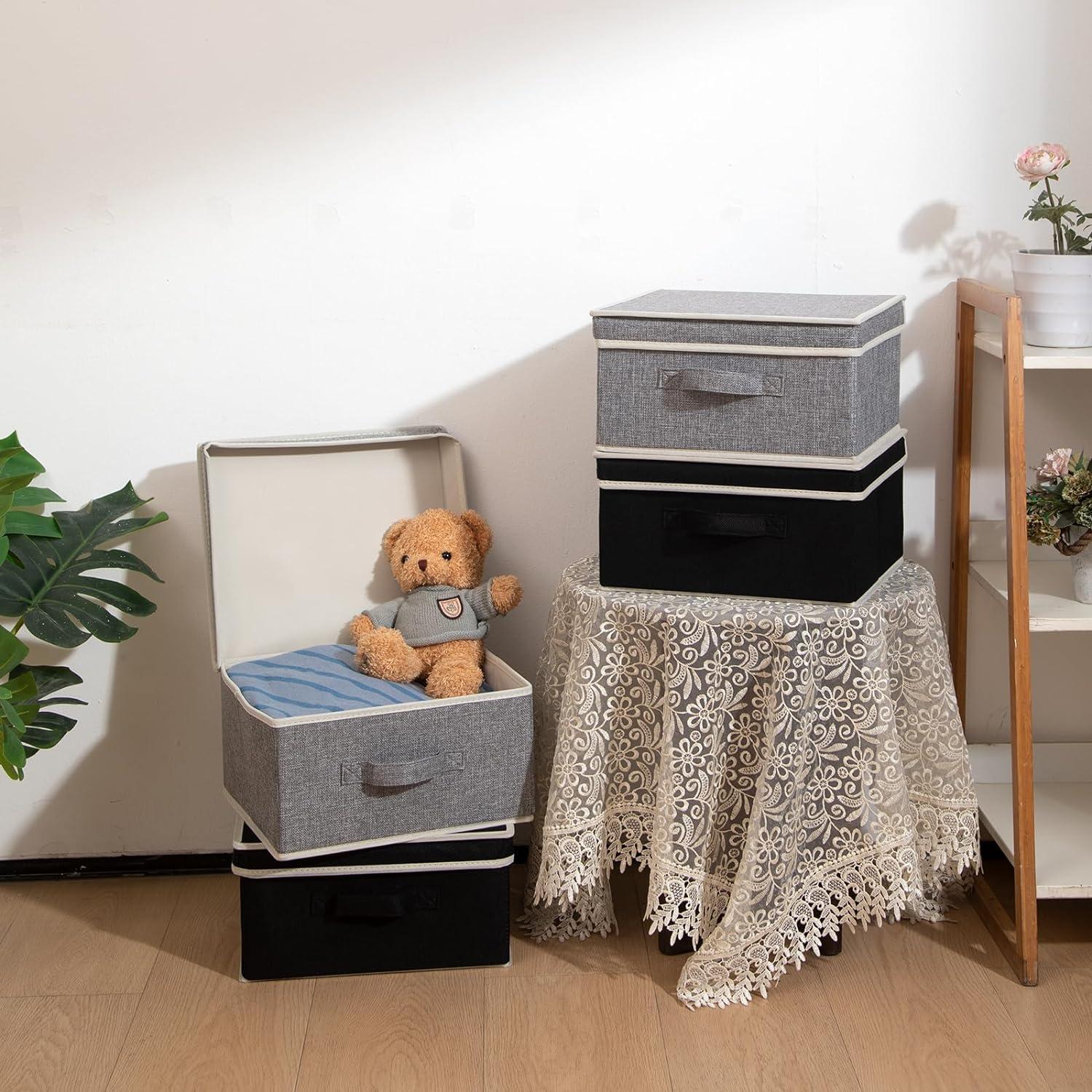 Aufbewahrungsboxen 4er Set Schwarz Grau 33,5*31,75*17,5cm