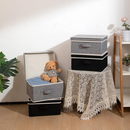 Aufbewahrungsboxen 4er Set Schwarz Grau 33,5*31,75*17,5cm