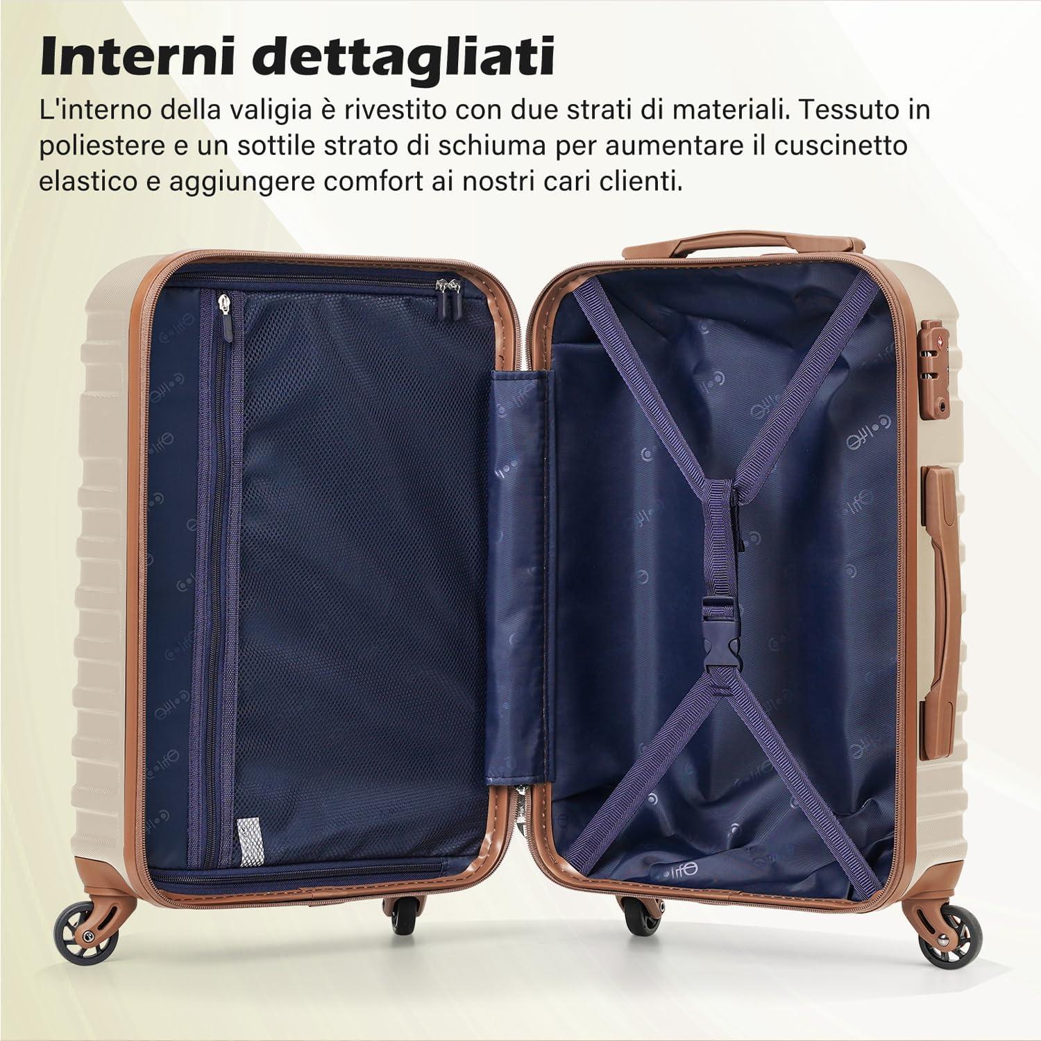 Koffer Trolley Set ABS Hartschale 4 Rollen TSA-Schloss 3tlg