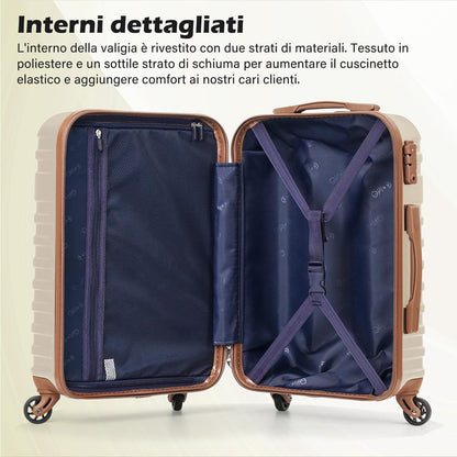 Koffer Trolley Set ABS Hartschale 4 Rollen TSA-Schloss 3tlg