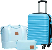 ABS Hartschalen Trolley Koffer Set mit Reisetasche und Kulturbeutel