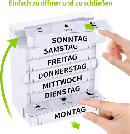 Tablettenbox 7 Tage Medikamentenbox 3 Fächer BPA-frei