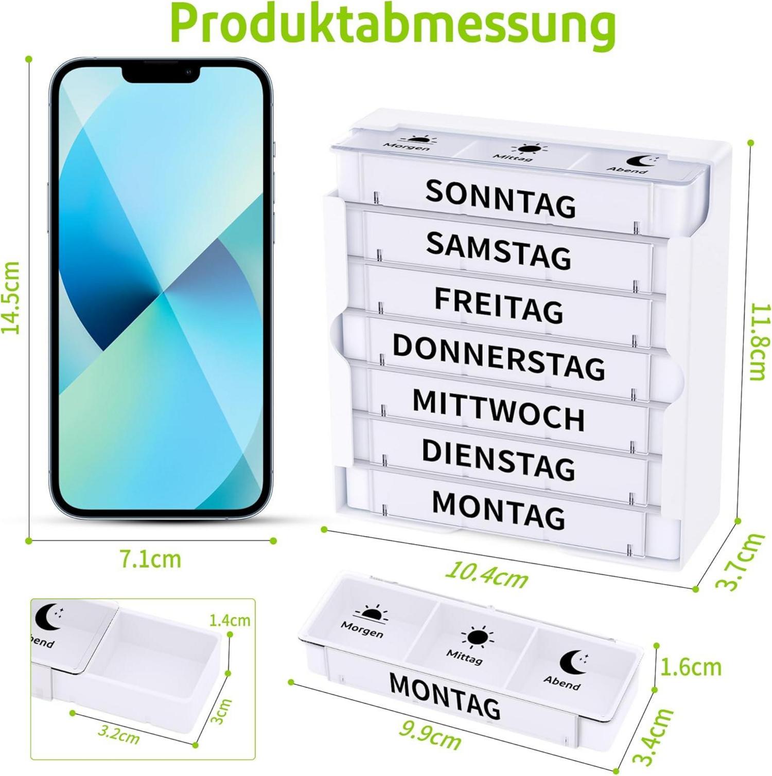 Pillendose Tablettenbox 7 Tage 3 Fächer Organisiert BPA-frei