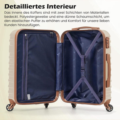 Handgepäck-Koffer Set 3tlg ABS Hartschalen Trolley 4 Rollen