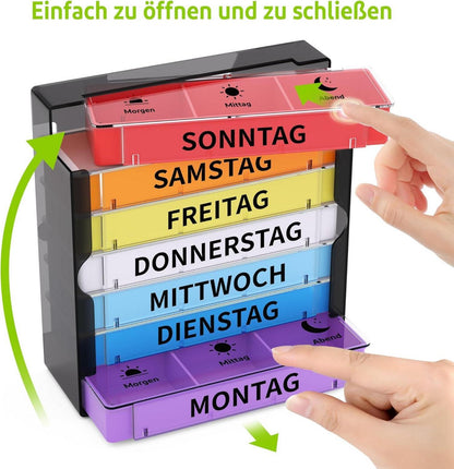 Tablettenbox 7 Tage Pillendose 3 Fächer Organizer, BPA-frei