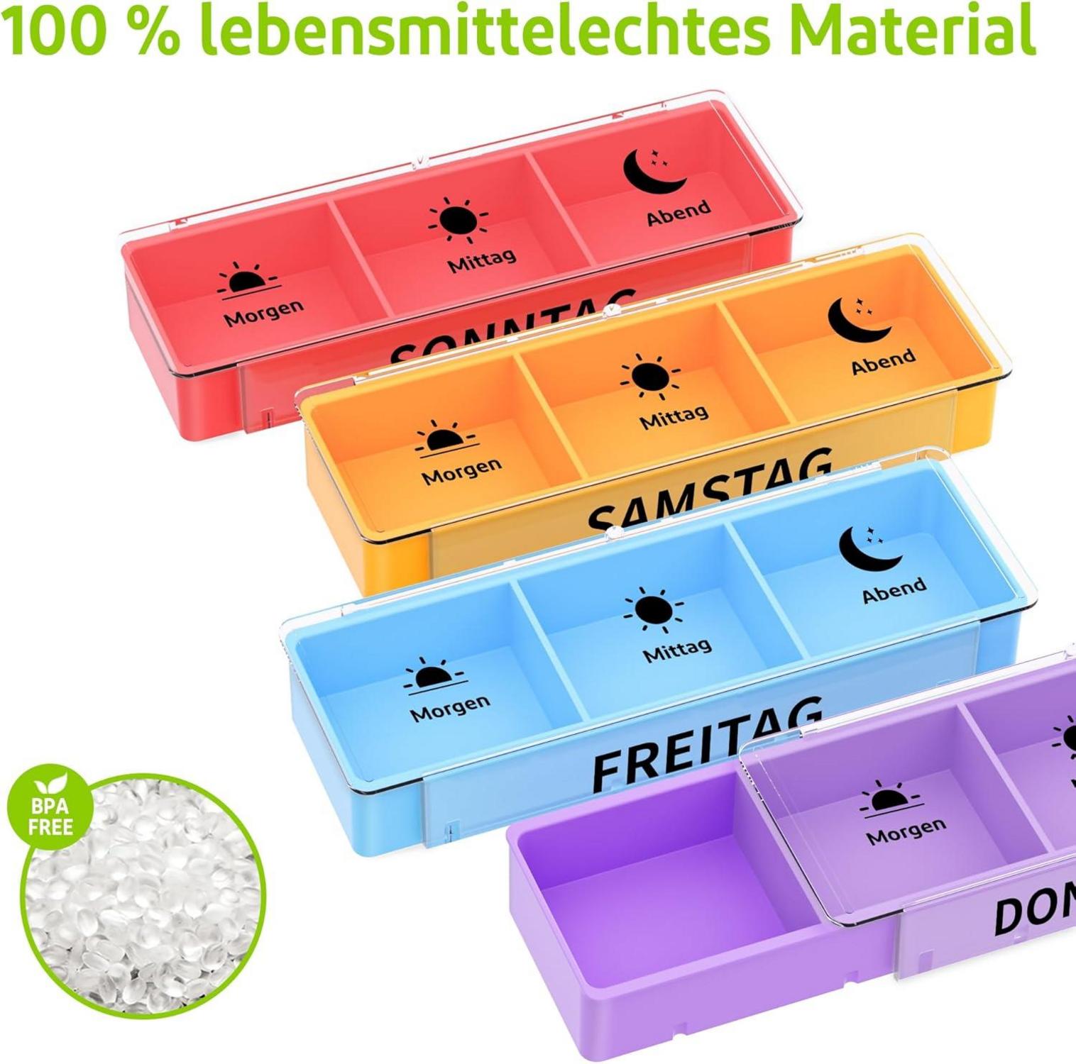 Pillendose 7 Tage 3 Fächer Tablettenbox Medikamentenbox Organizer