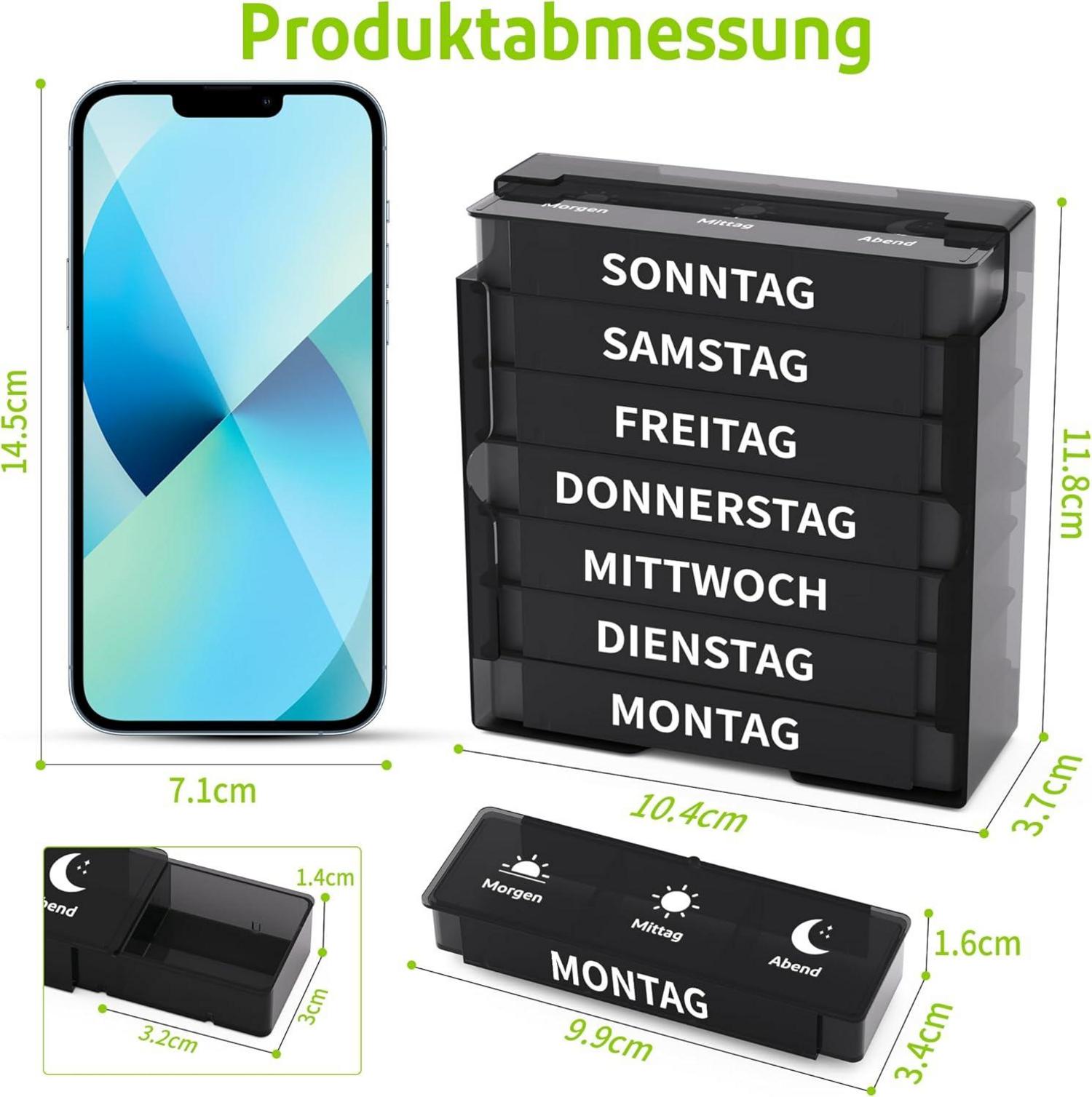 Tablettenbox 7 Tage Medikamentenbox 3 Fächer Pillenbox Organizer