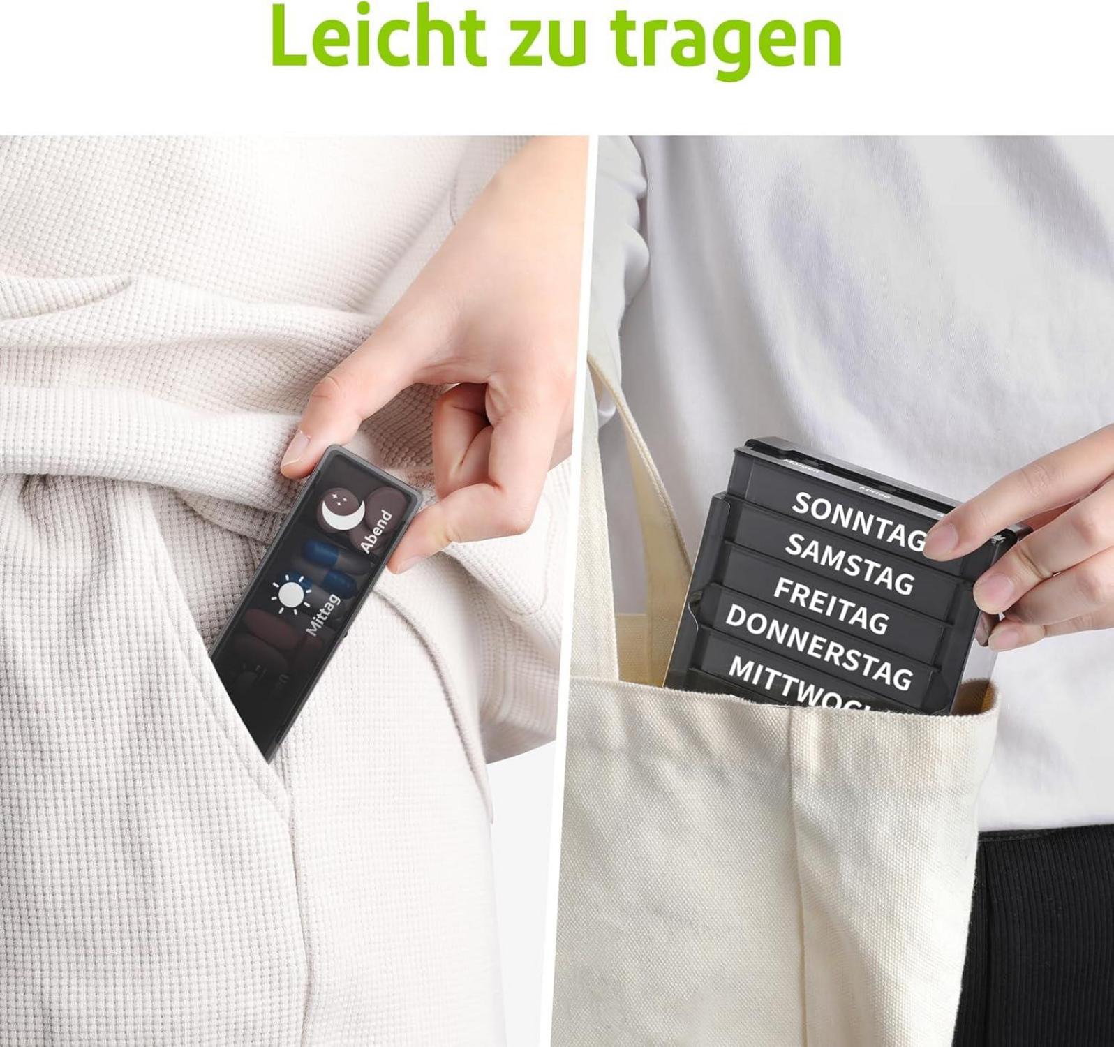 Pillendose 7 Tage 3 Fächer Tablettenbox Organizer magnetisch