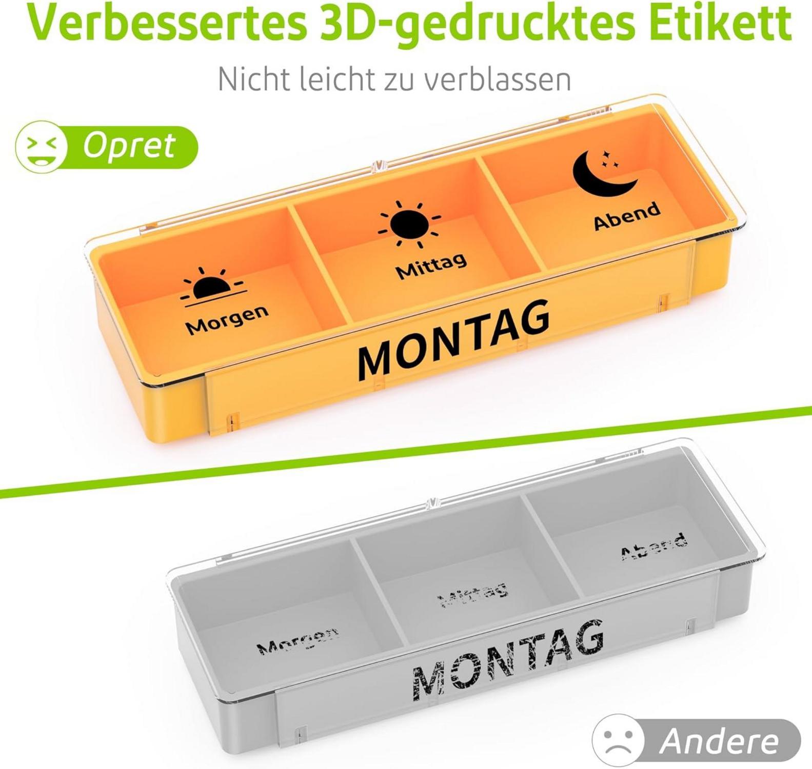 Tablettenbox 7 Tage Pillendose 3 Fächer Tablettendose Organizer