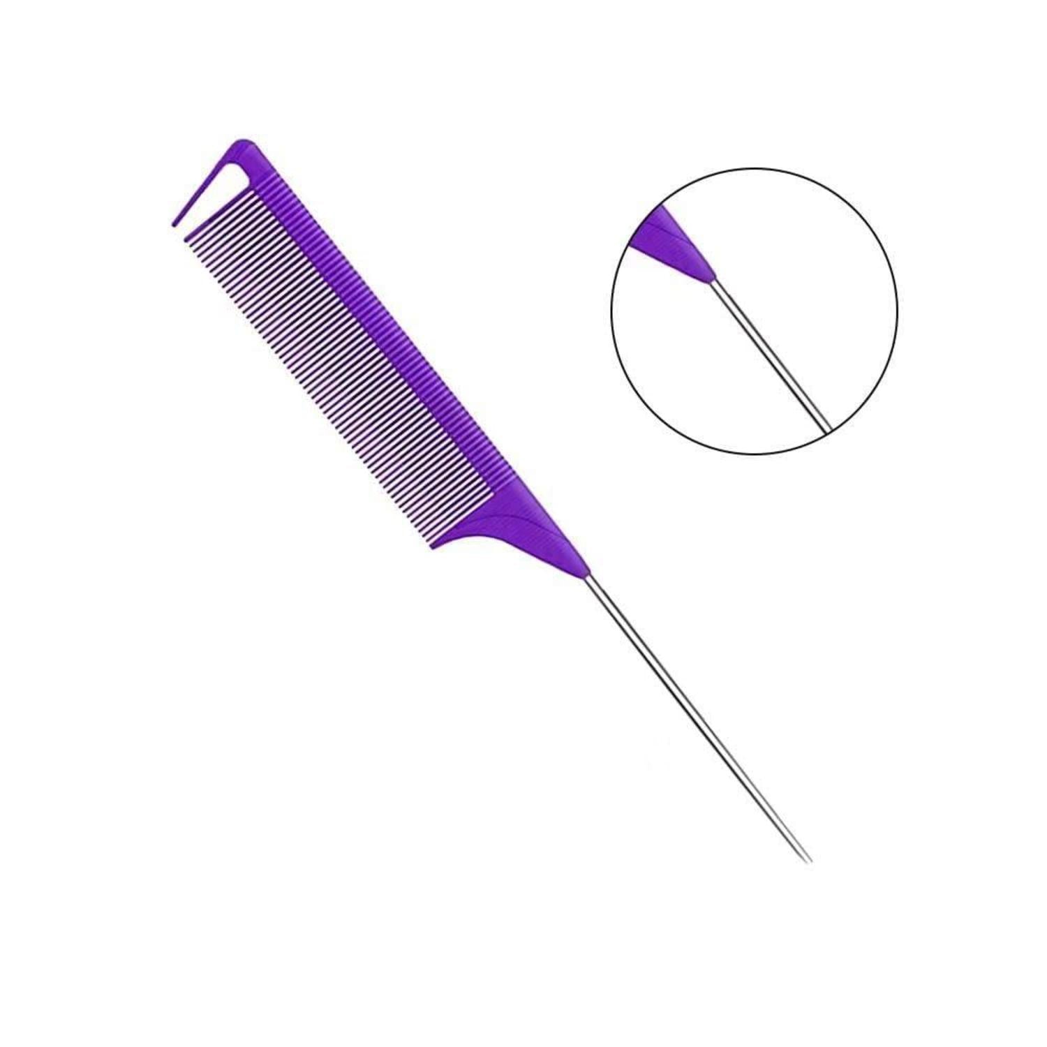 3-teiliges Friseur Haarkamm Set Rattenschwanz Doppelkanten Borsten Violett