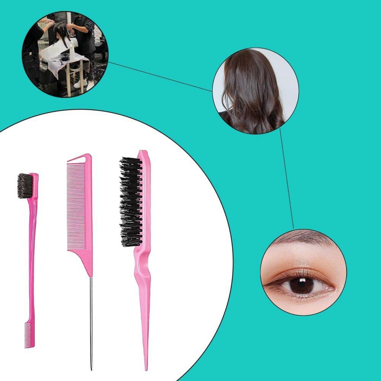 3-teiliges Haarkamm-Set mit Rattenschwanz, Borsten und Friseur Kamm