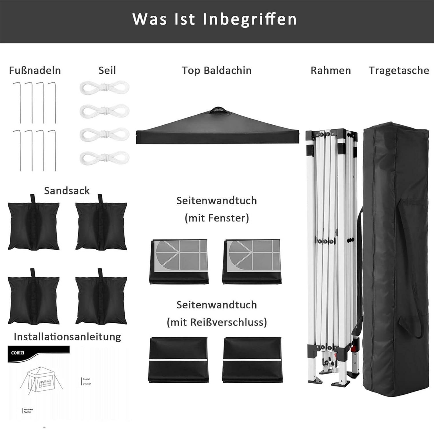 COBIZI Pavillon 3x3m Wasserdicht Winterfest Partyzelt Gartenpavillon