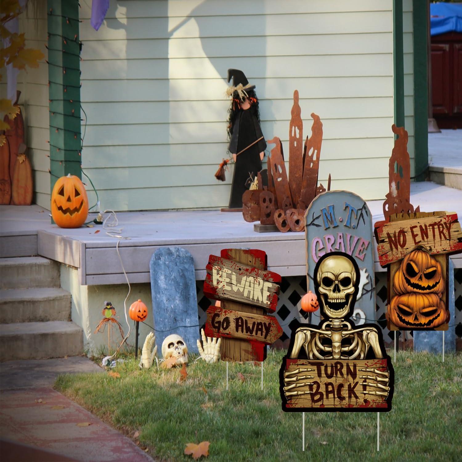 Halloween Deko Garten 3x Grabstein Hof Schilder Outdoor