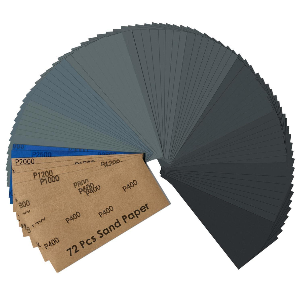 Schleifpapier Set Nass & Trocken, 72 Stück, 400-3000 Körnung