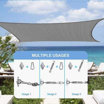Rechteckiges Sonnensegel 2x3m Wasserdicht Grau mit Befestigungsset