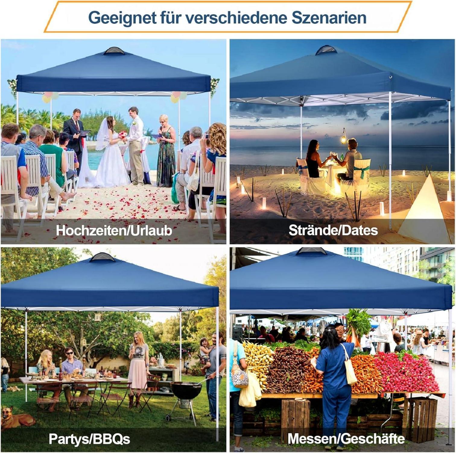 COBIZI Pavillon 3x3 UV-Schutz 50+ Wasserdicht mit 4 Seitenteilen