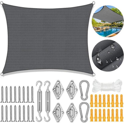 Sonnensegel Set Sonnenschutz 3x4m Rechteckig Wasserdicht